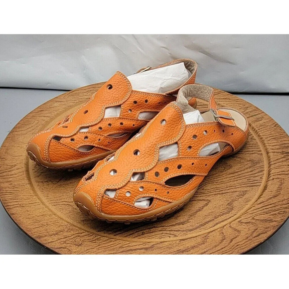 Bernie Mev Women's Orange Sandal Size 37EU / 6.5 US Slip-On Flats - Picture 9 of 14